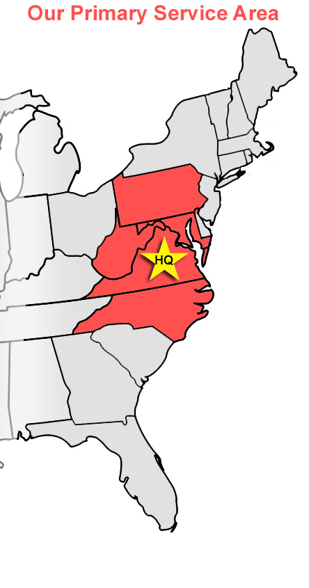 Our Primary Service Area - North Carolina, Virginia, West Virginia, Maryland and New York